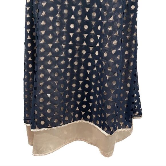 𝅺eshakti Navy And Tan Circle Cut Out Sleeveless Fly Away Top Sz 2X-20W - Picture 3 of 14